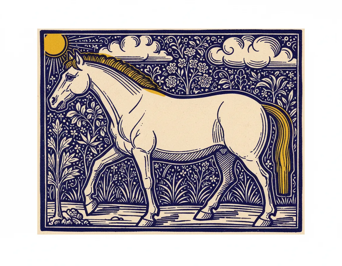 The White Horse in a Field of Flowers