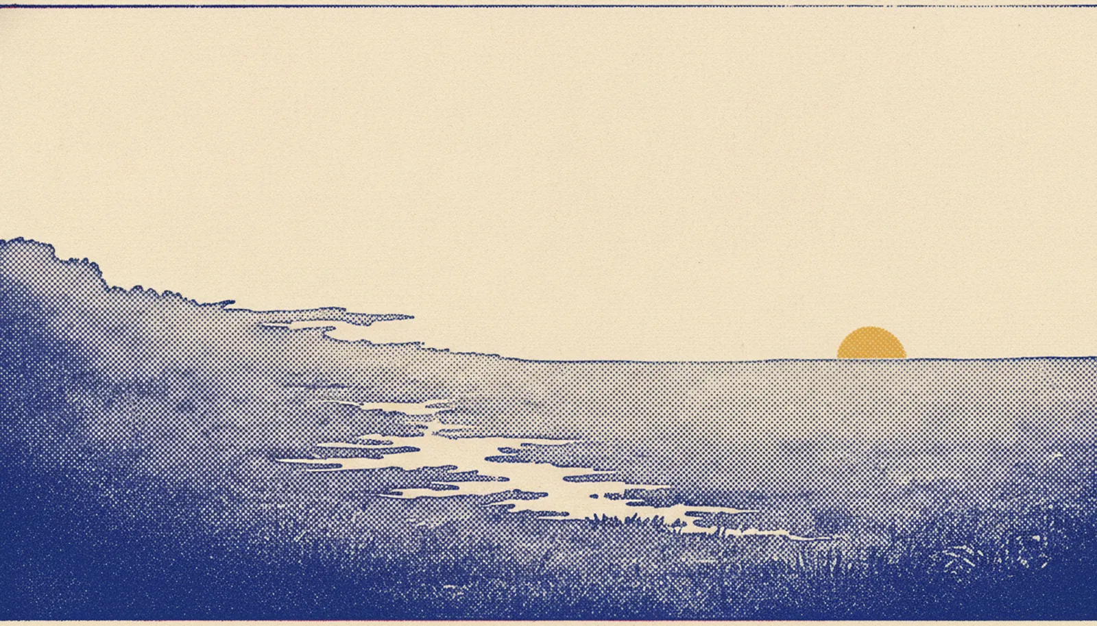 A low bank of morning mist over an open field, thick at one edge, tearing into ragged wisps in the middle, and entirely gone at the other edge where a low sun sits on the horizon