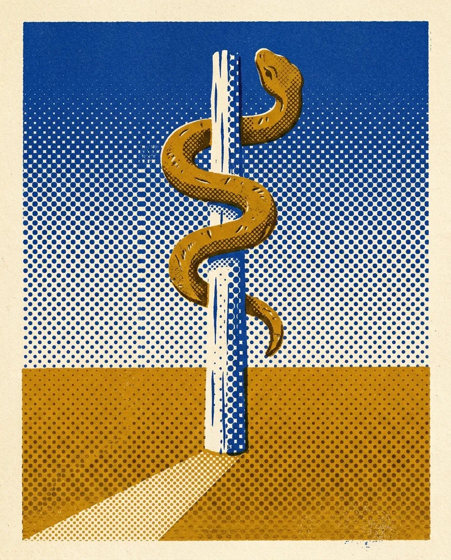 Obj Bronze Serpent Pole by Generated