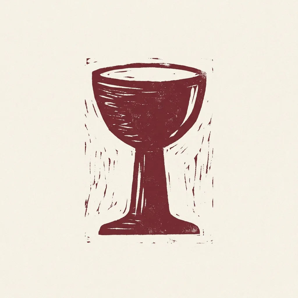 Sym Chalice Burgundy Linocut by Generated