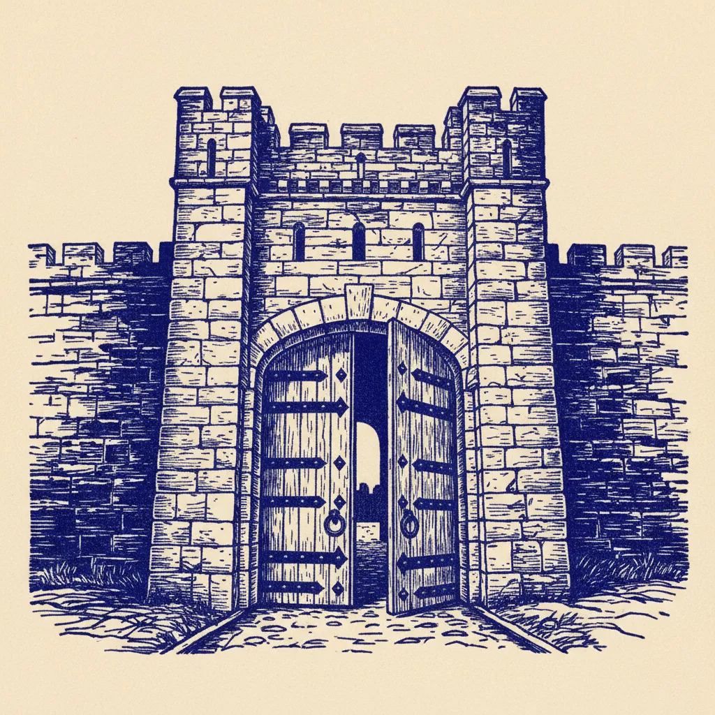 Sym City Gate Linocut by Generated