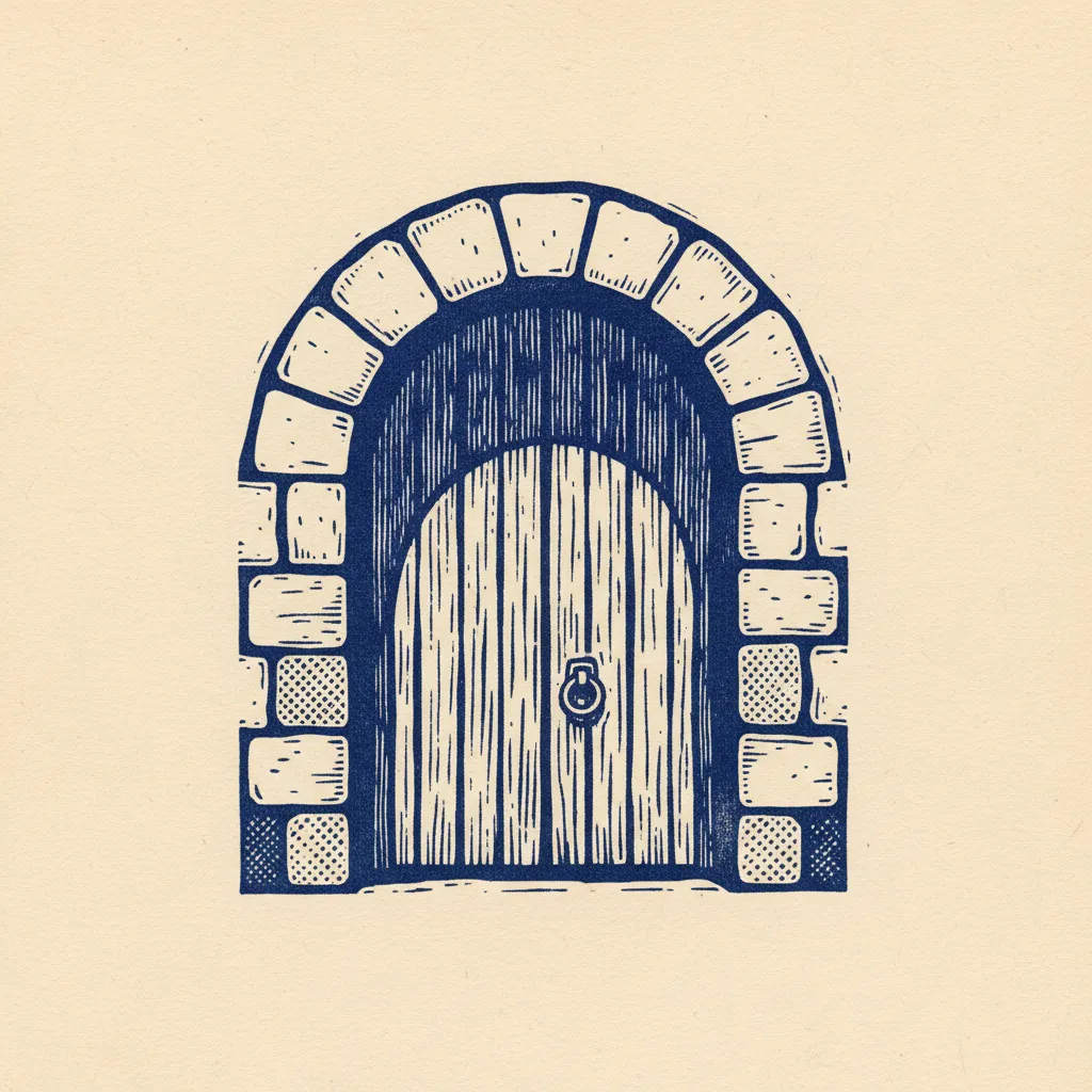 Sym Doorway Arched Linocut by Generated