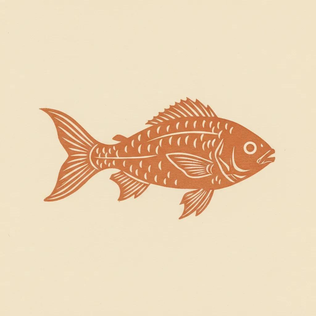 Sym Fish Terracotta Linocut by Generated