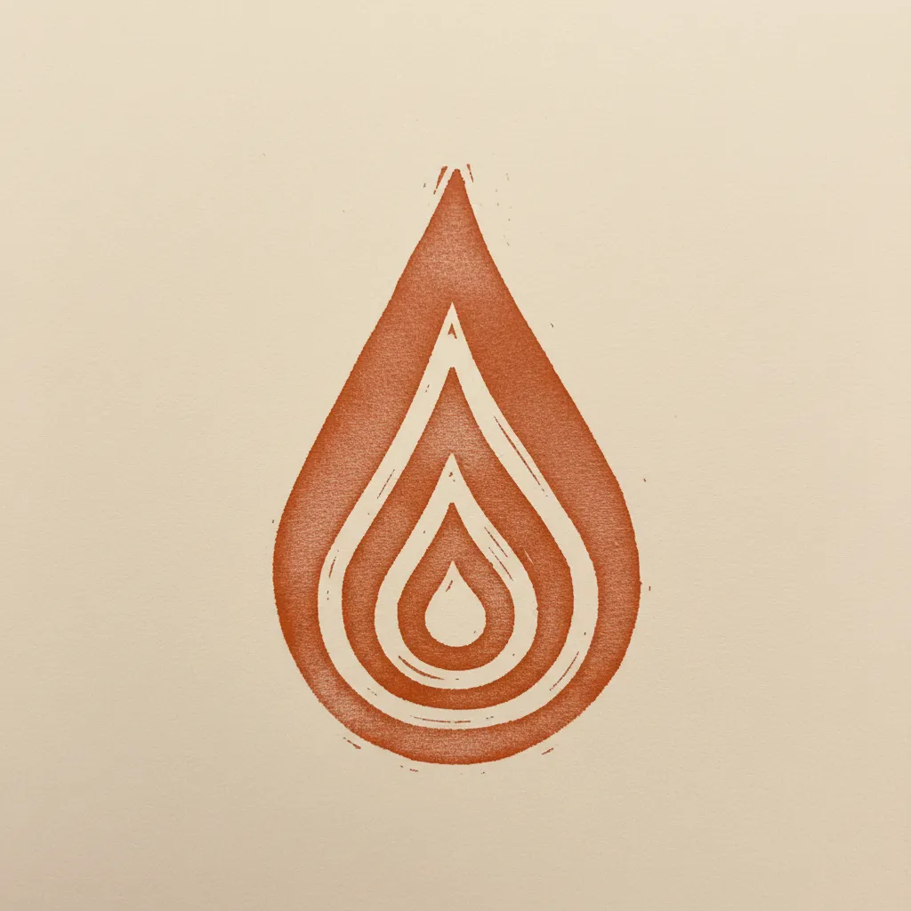 Sym Flame Terracotta Linocut by Generated