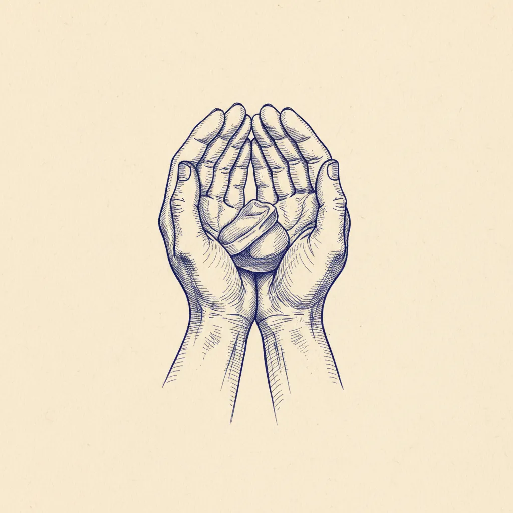 Sym Hands Holding Cradled Etched by Generated
