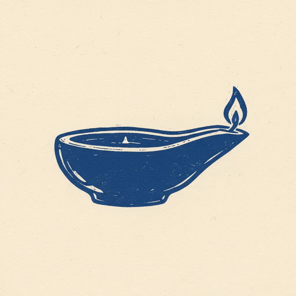 Sym Oil Lamp Clay Linocut by Generated