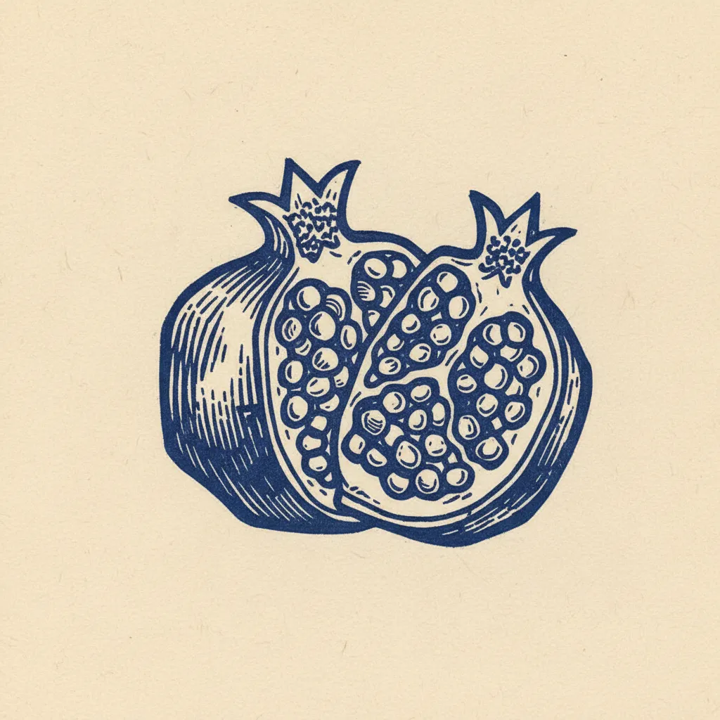Sym Pomegranate Cut Linocut by Generated