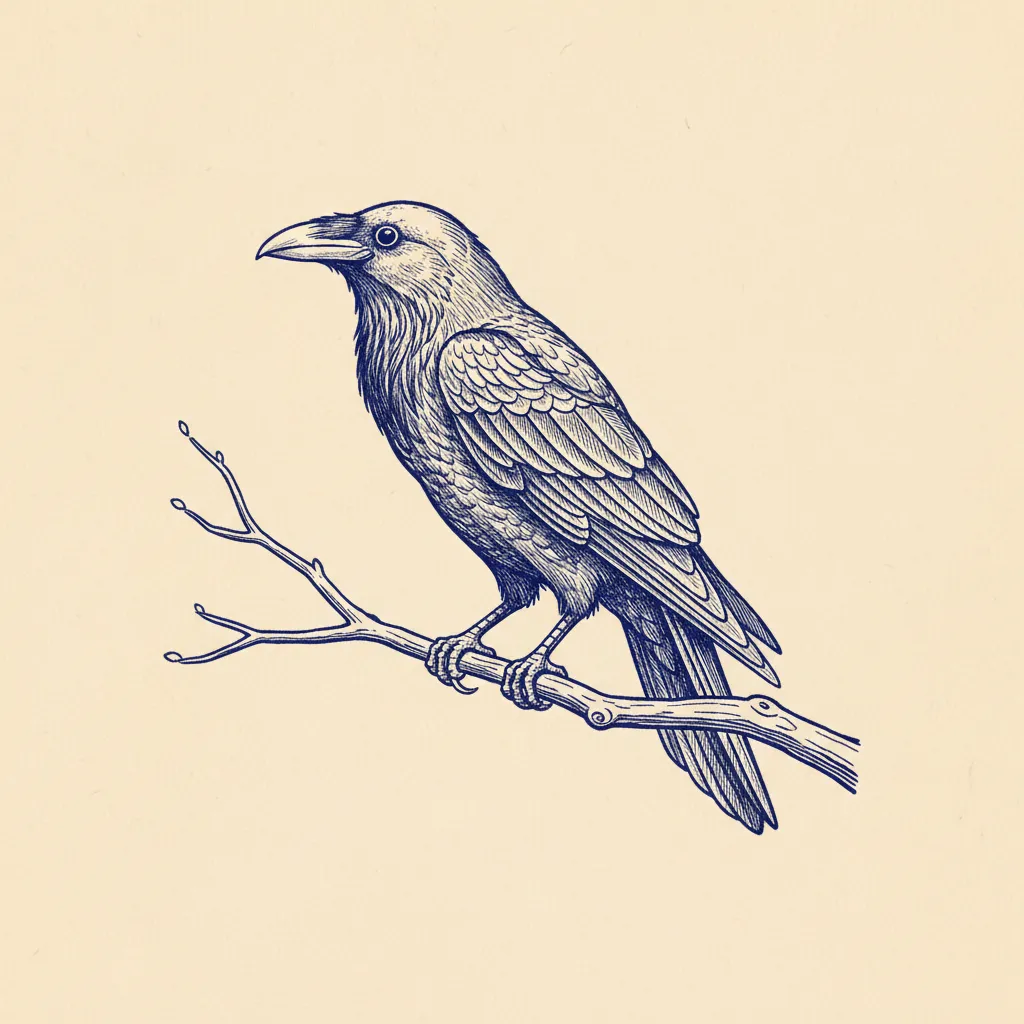 Sym Raven Perched Etched by Generated