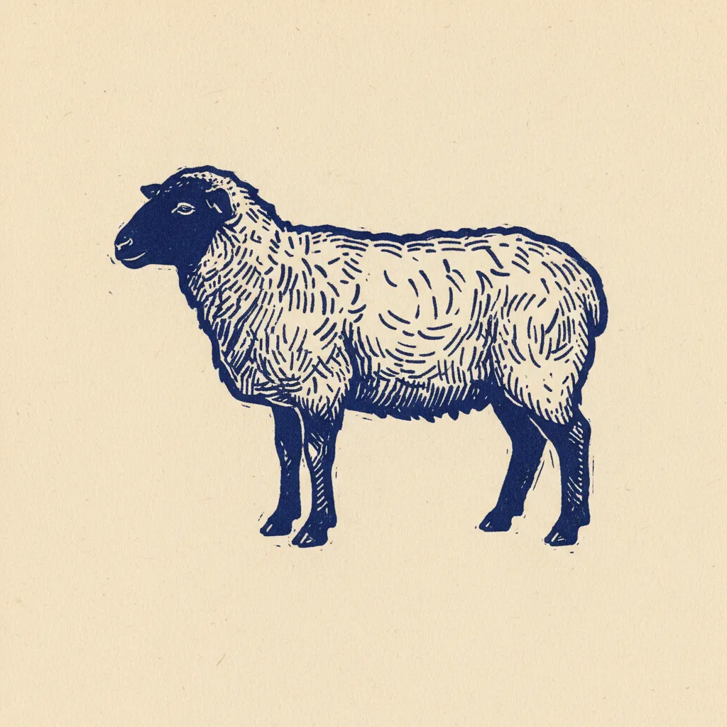 Sym Sheep Profile Linocut by Generated