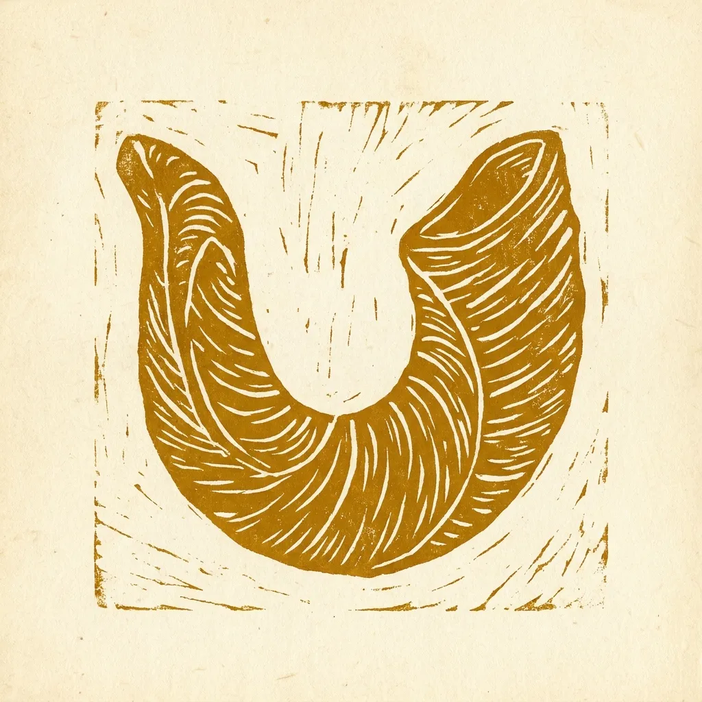 Sym Shofar Mustard Linocut by Generated
