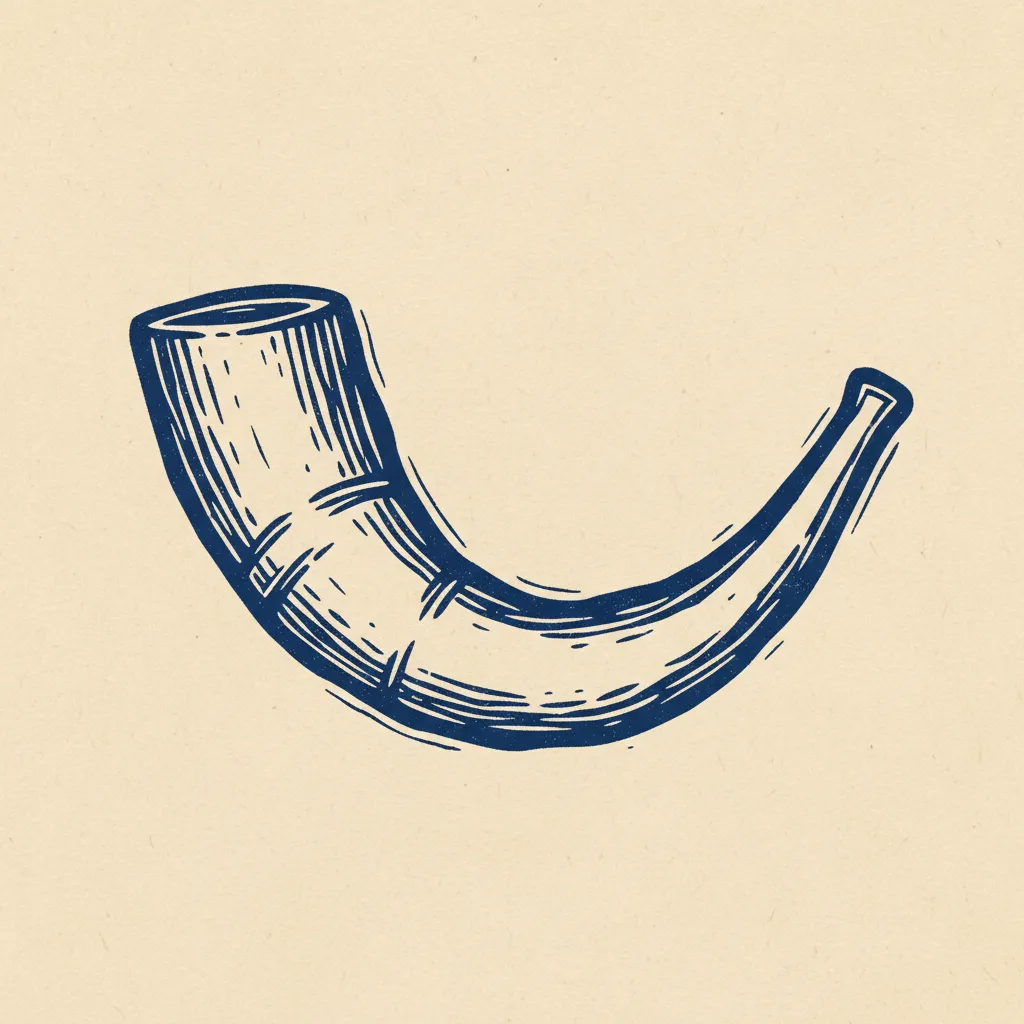 Sym Shofar Rams Horn Linocut by Generated