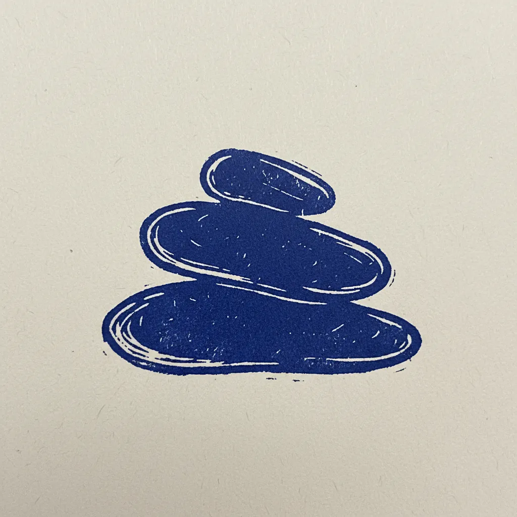 Sym Stones Cairn Linocut by Generated