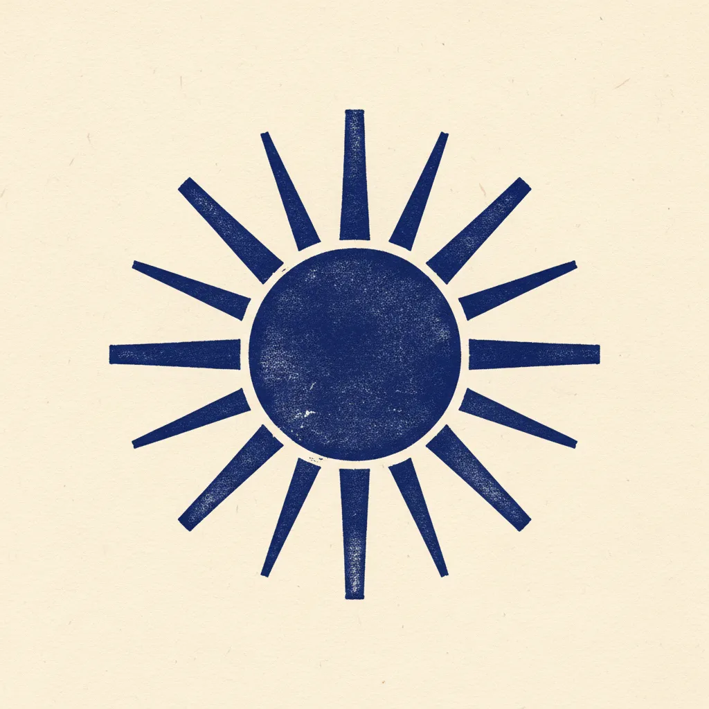 Sym Sun Rays Linocut by Generated