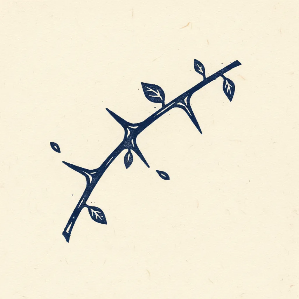 Sym Thorn Branch Linocut by Generated