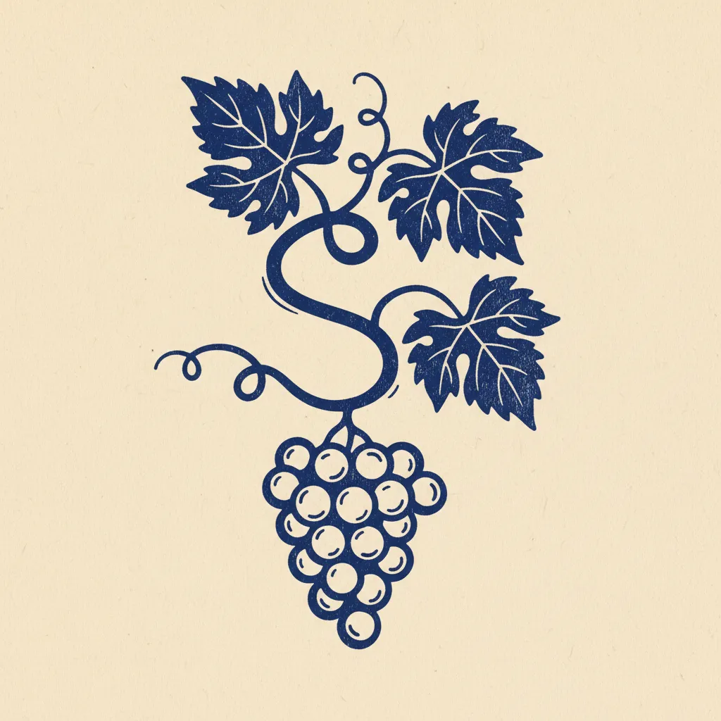 Sym Vine Grapes Linocut by Generated
